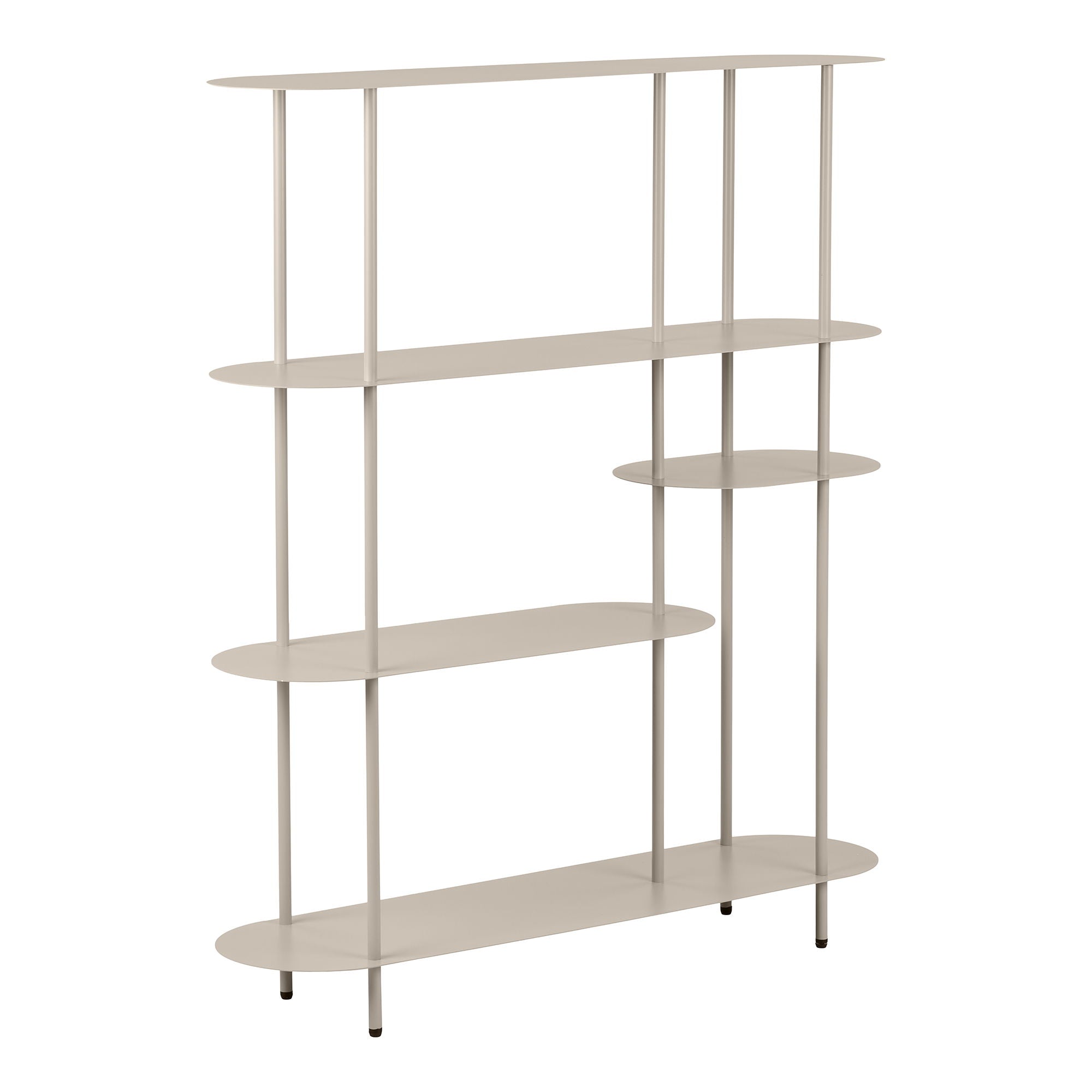Rieti rek - 5 planken, asymmetrisch, metaal, zand 31x118x139 cm