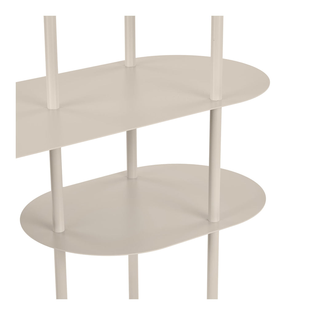 Rieti rek - 5 planken, asymmetrisch, metaal, zand 31x118x139 cm