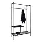 Vita Wardrobe - Kledingkast, 2 planken, zwart, zwart frame 101x38x170 cm