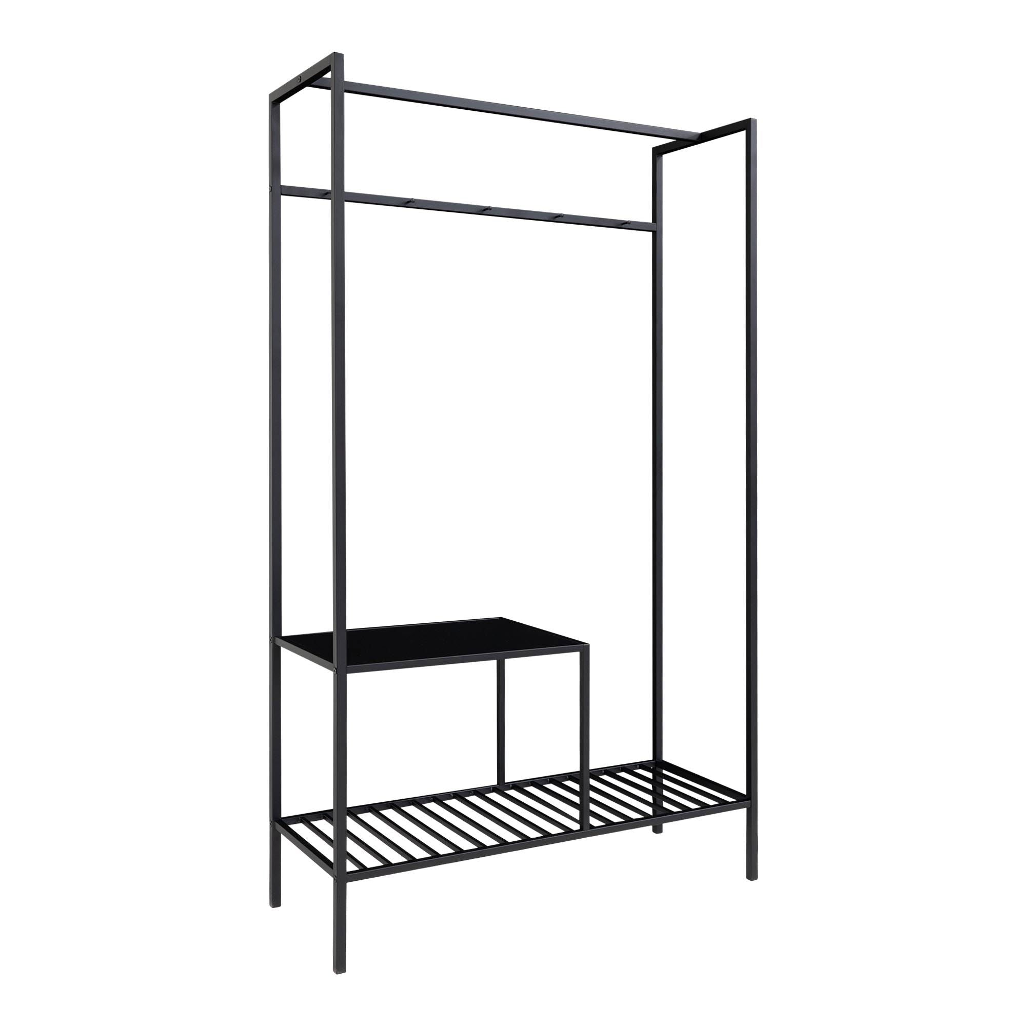 Vita Wardrobe - Kledingkast, 2 planken, zwart, zwart frame 101x38x170 cm