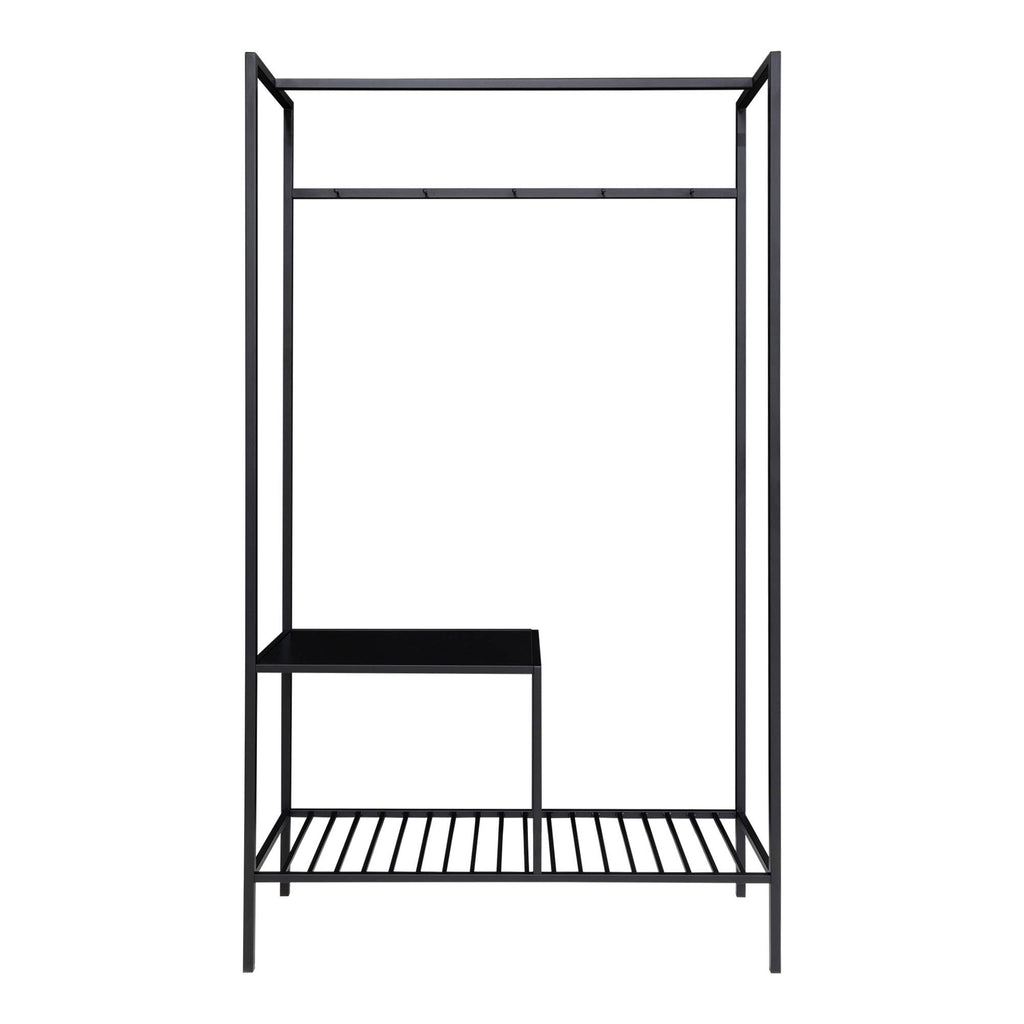 Vita Wardrobe - Kledingkast, 2 planken, zwart, zwart frame 101x38x170 cm