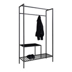 Vita Wardrobe - Kledingkast, 2 planken, zwart, zwart frame 101x38x170 cm