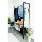Vita Wardrobe - Kledingkast, 2 planken, zwart, zwart frame 101x38x170 cm