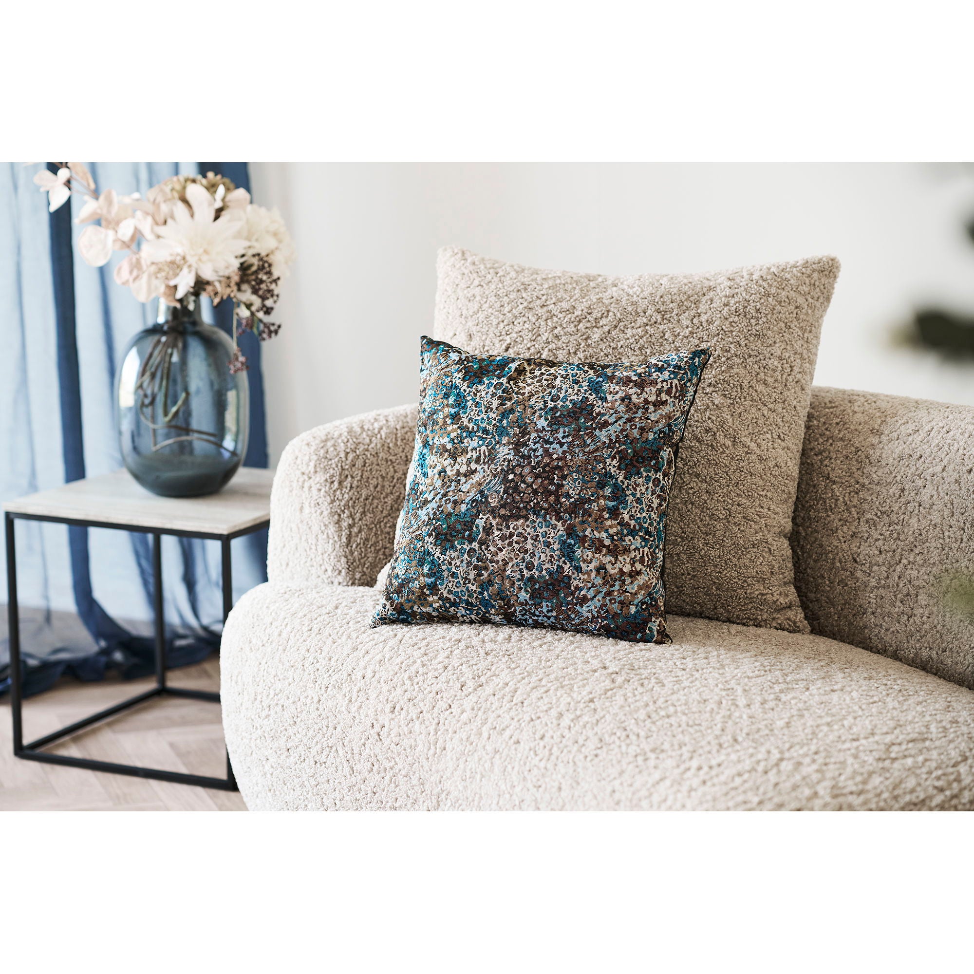 Blossom-kussen - kussen, blauw/bruin mix 45x45 cm