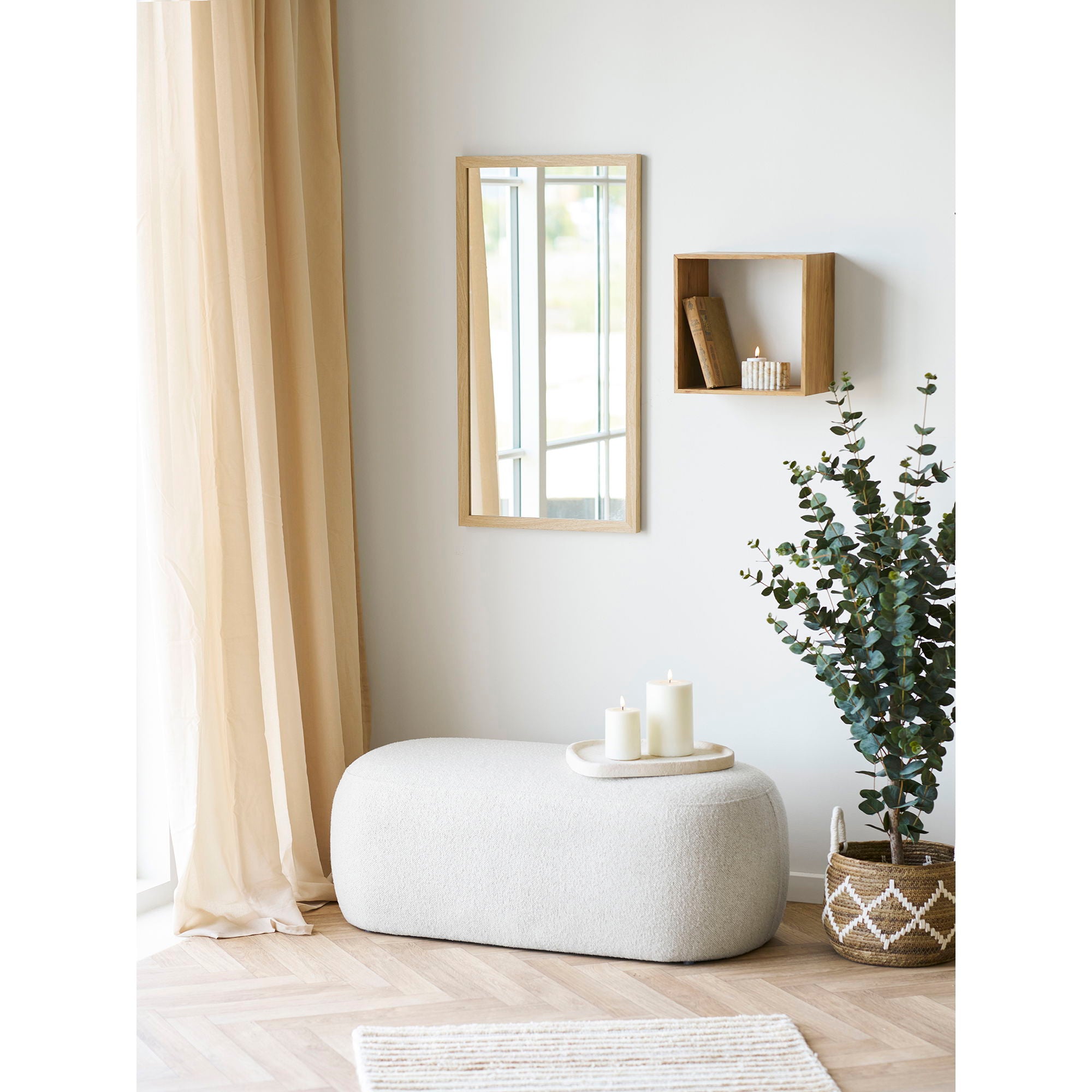 Scottsdale Wandspiegel - Wandspiegel, houten frame, naturel 45x75 cm