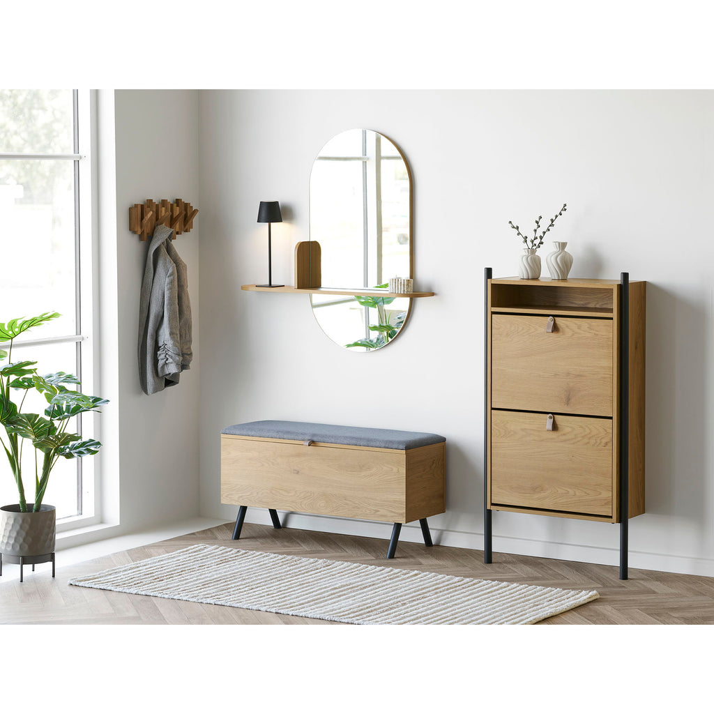 Barco Spiegel met plank - Spiegel met plank, eikenlook 92x15x94,5 cm
