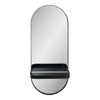 Olbia Spiegel - Spiegel, metalen plank, staal, zwart 25x12x60 cm