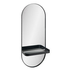 Olbia Spiegel - Spiegel, metalen plank, staal, zwart 25x12x60 cm