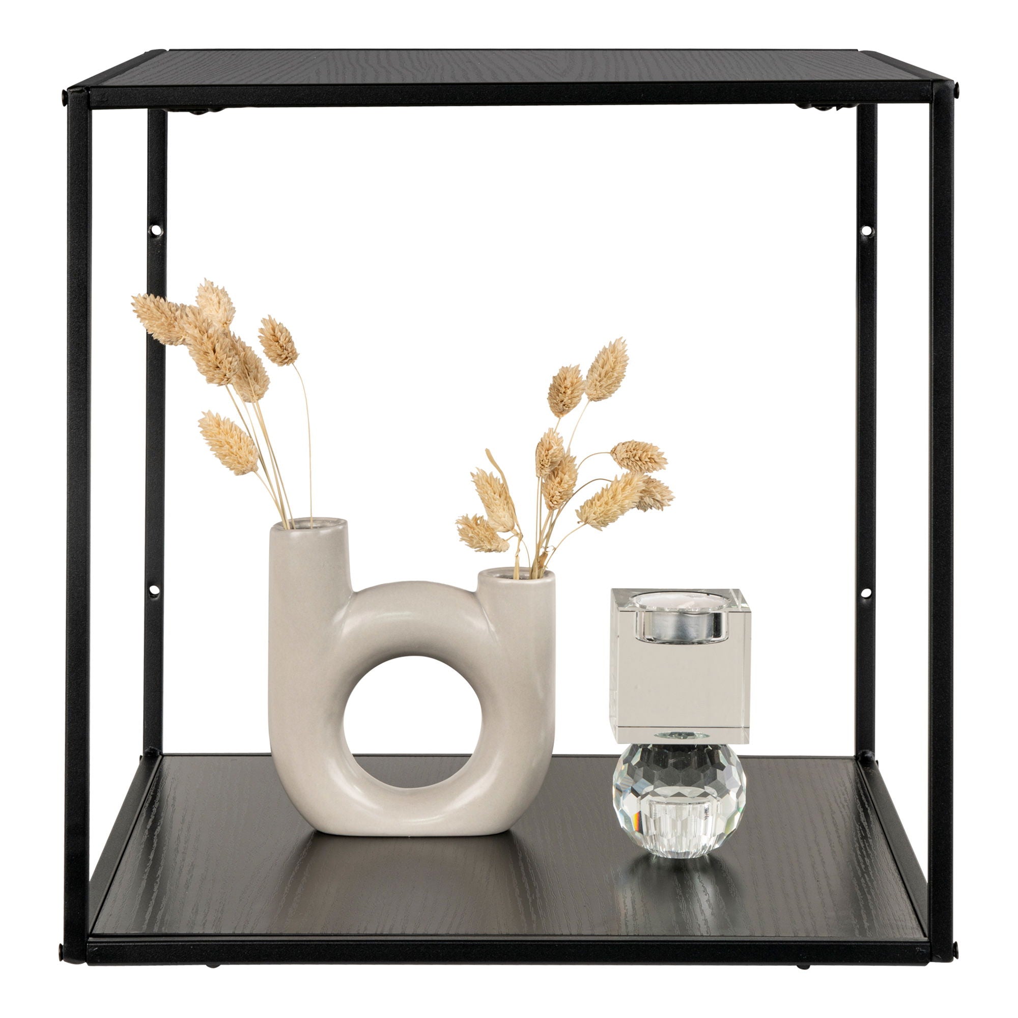 Vita Wallshelf - Wandplank, zwart, zwart frame 36x36x36 cm