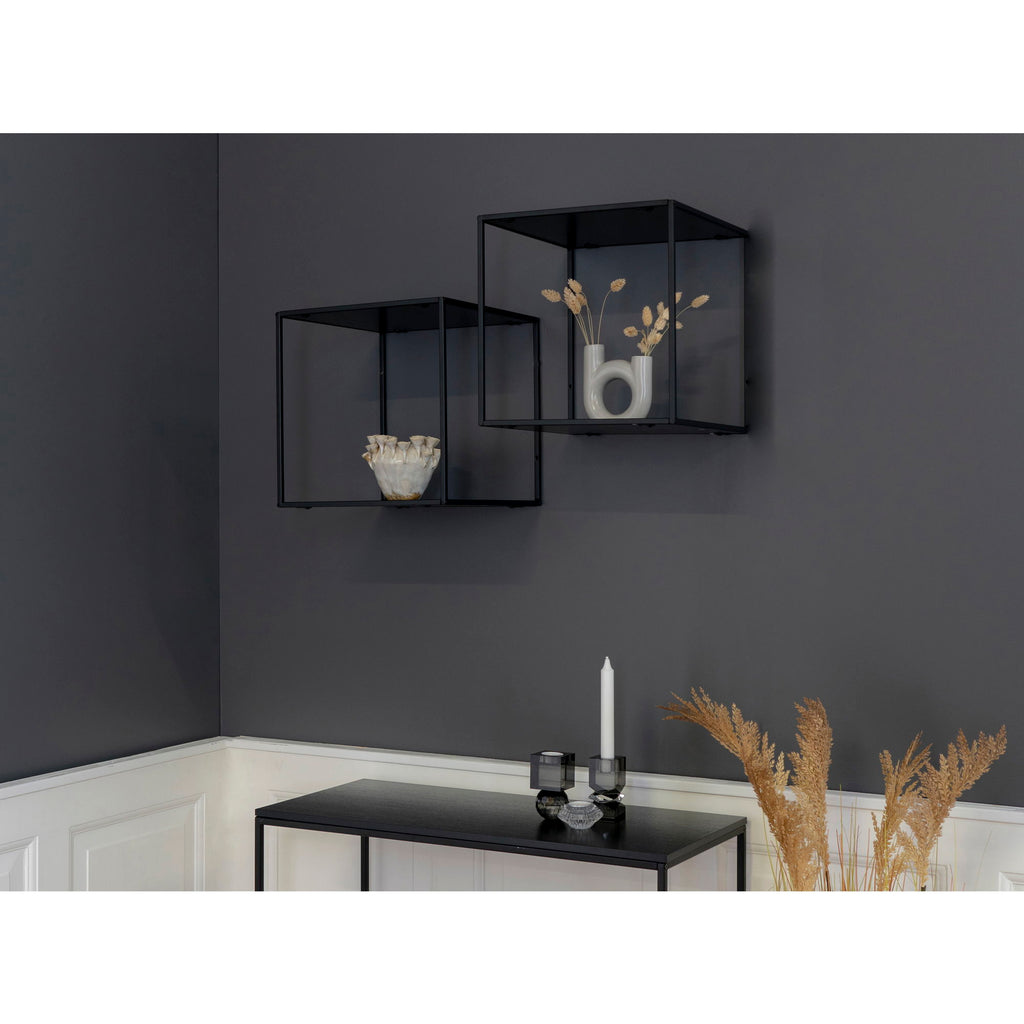 Vita Wallshelf - Wandplank, zwart, zwart frame 36x36x36 cm