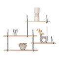 Harlem Wandplank - Wandplank, 4 houten planken, zwart frame 99x17,5x62 cm