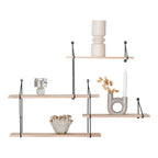 Harlem Wandplank - Wandplank, 4 houten planken, zwart frame 99x17,5x62 cm