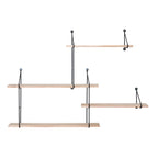 Harlem Wandplank - Wandplank, 4 houten planken, zwart frame 99x17,5x62 cm