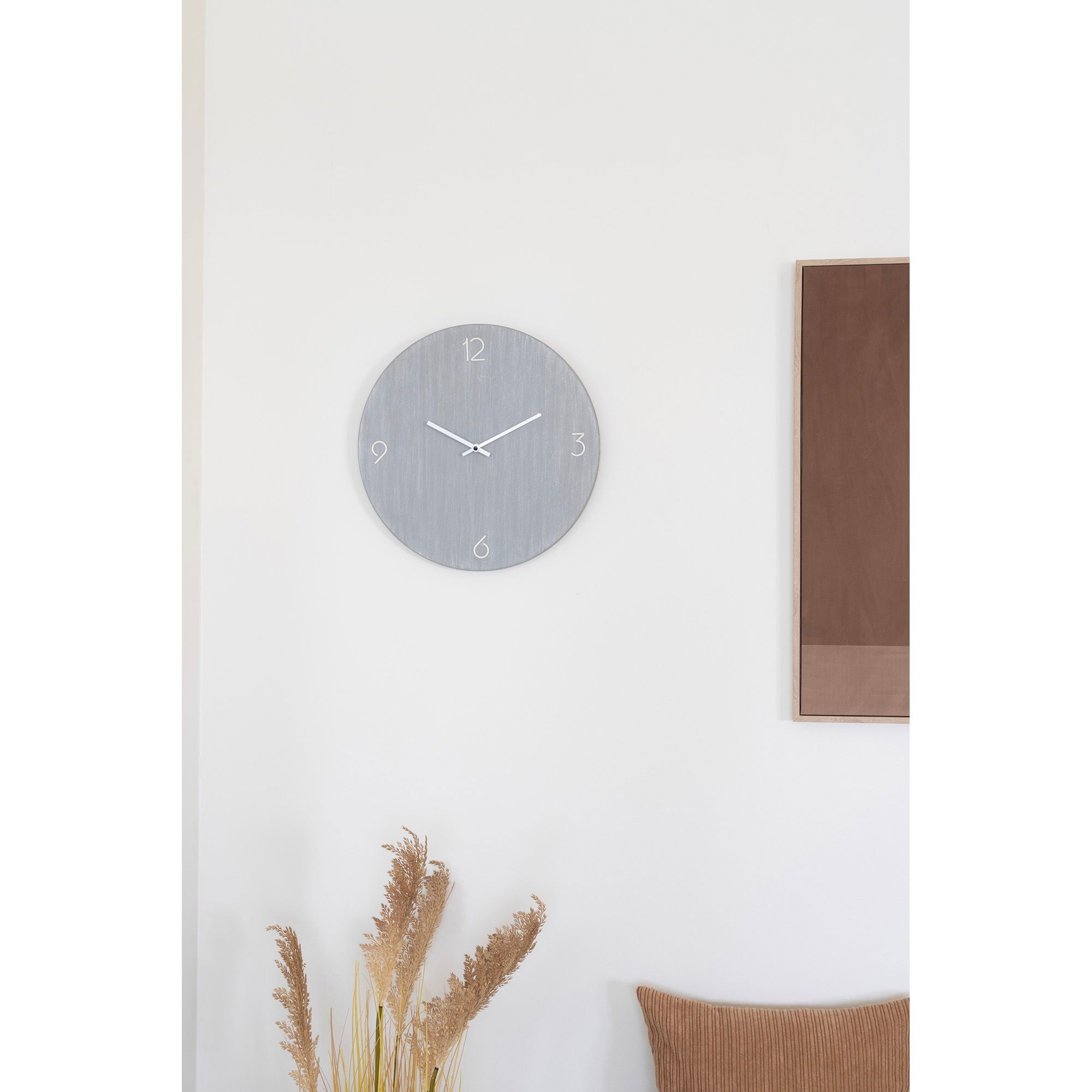 Ravenna Wandklok - Wandklok, MDF, lichtgrijs, stil uurwerk ø40