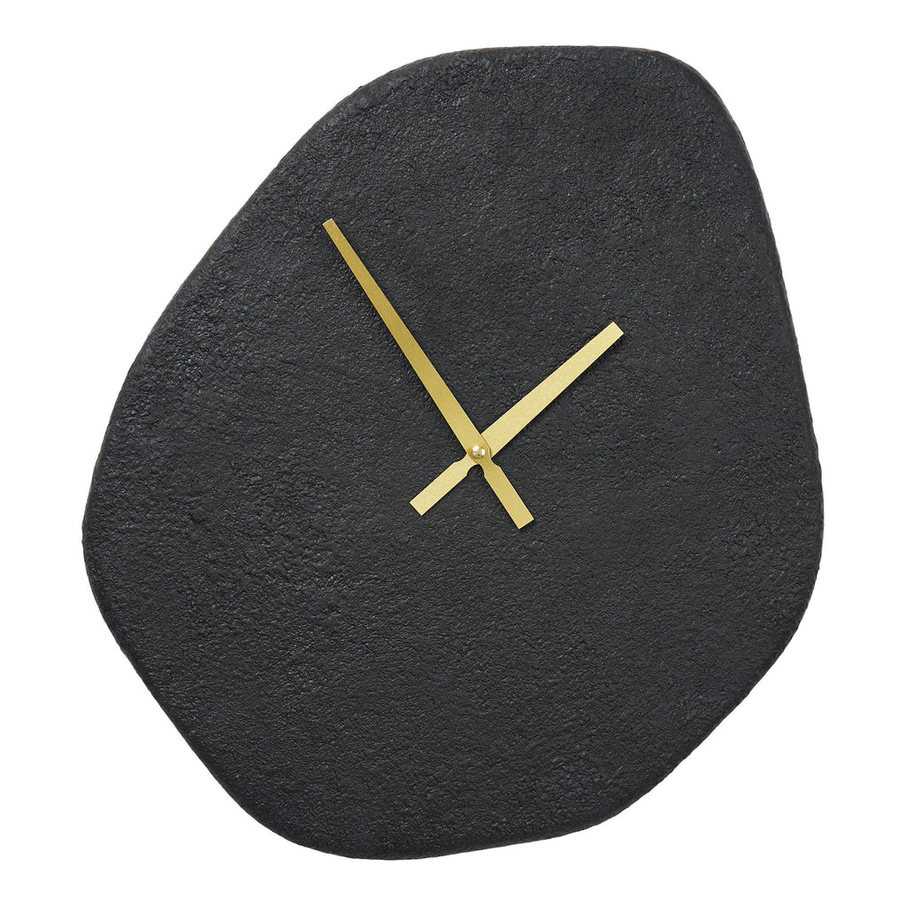 Vienna wandklok - wandklok, organische vorm, cement, zwart, geruisloos uurwerk 38x45 cm