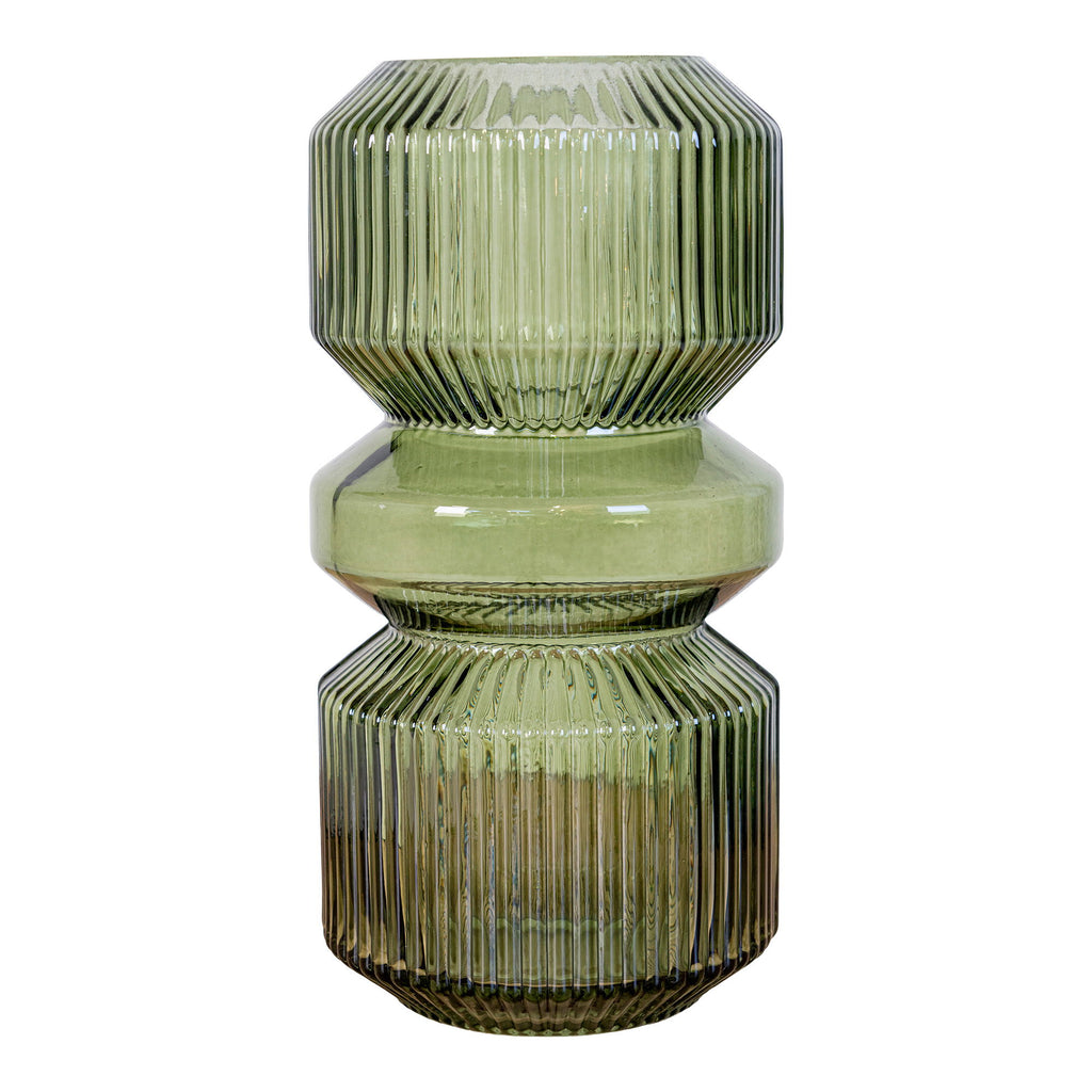 Vaas - Vaas, glas, groen ø12x25 cm