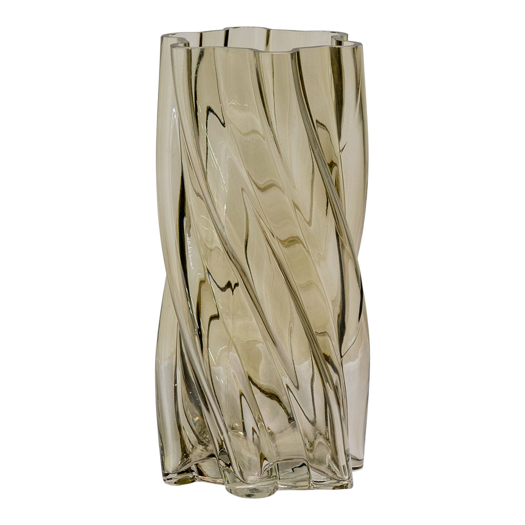 Vaas - Vaas, mondgeblazen glas, gerookt groen ø12,5x25 cm