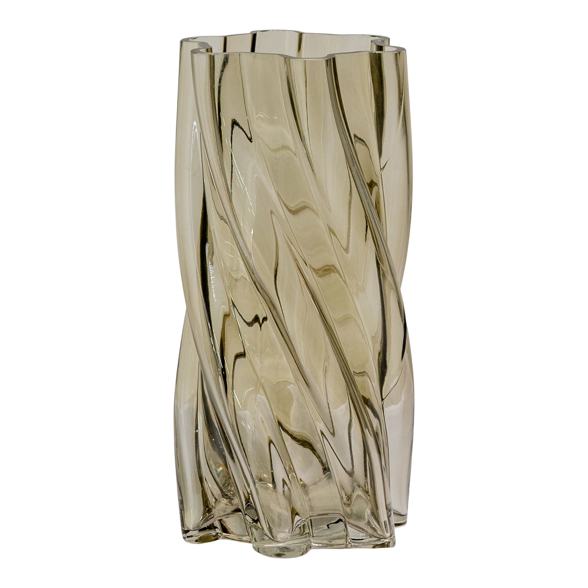 Vaas - Vaas, mondgeblazen glas, gerookt groen ø12,5x25 cm