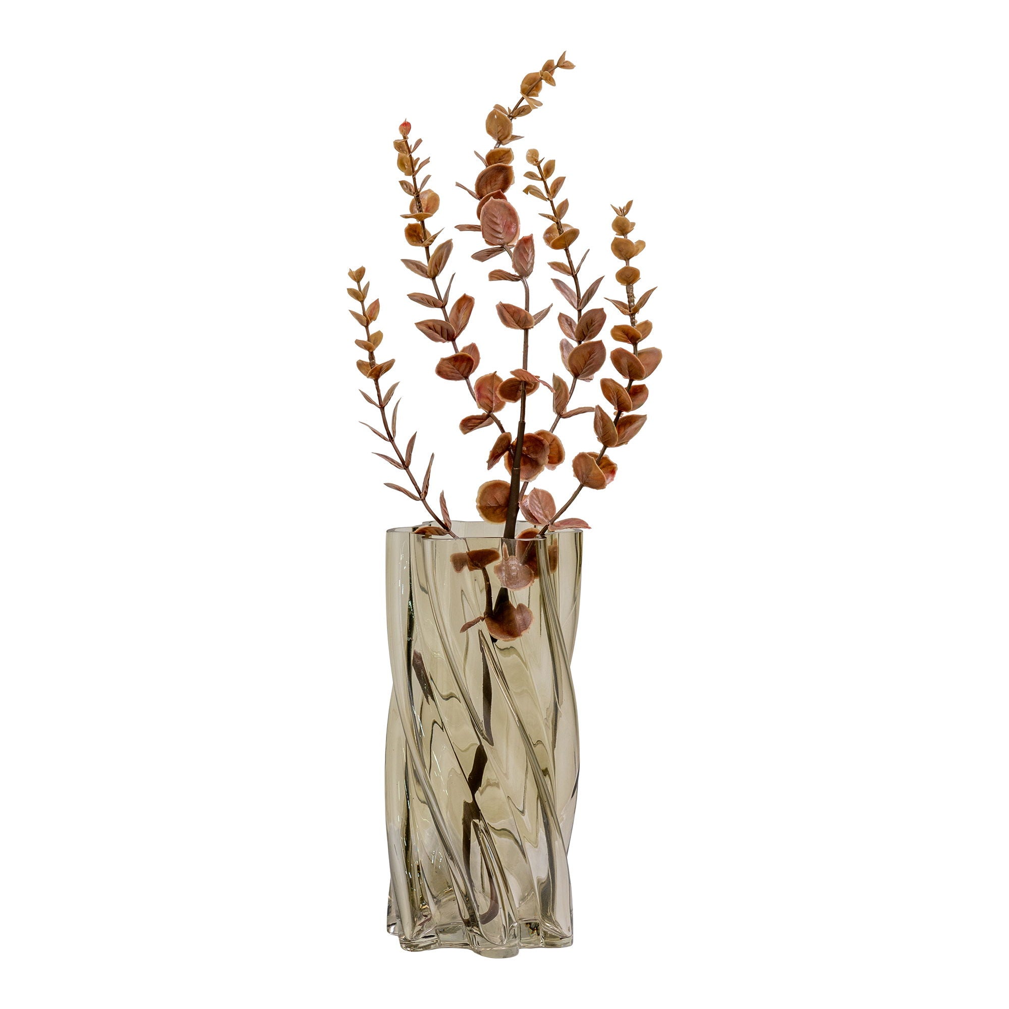 Vaas - Vaas, mondgeblazen glas, gerookt groen ø12,5x25 cm