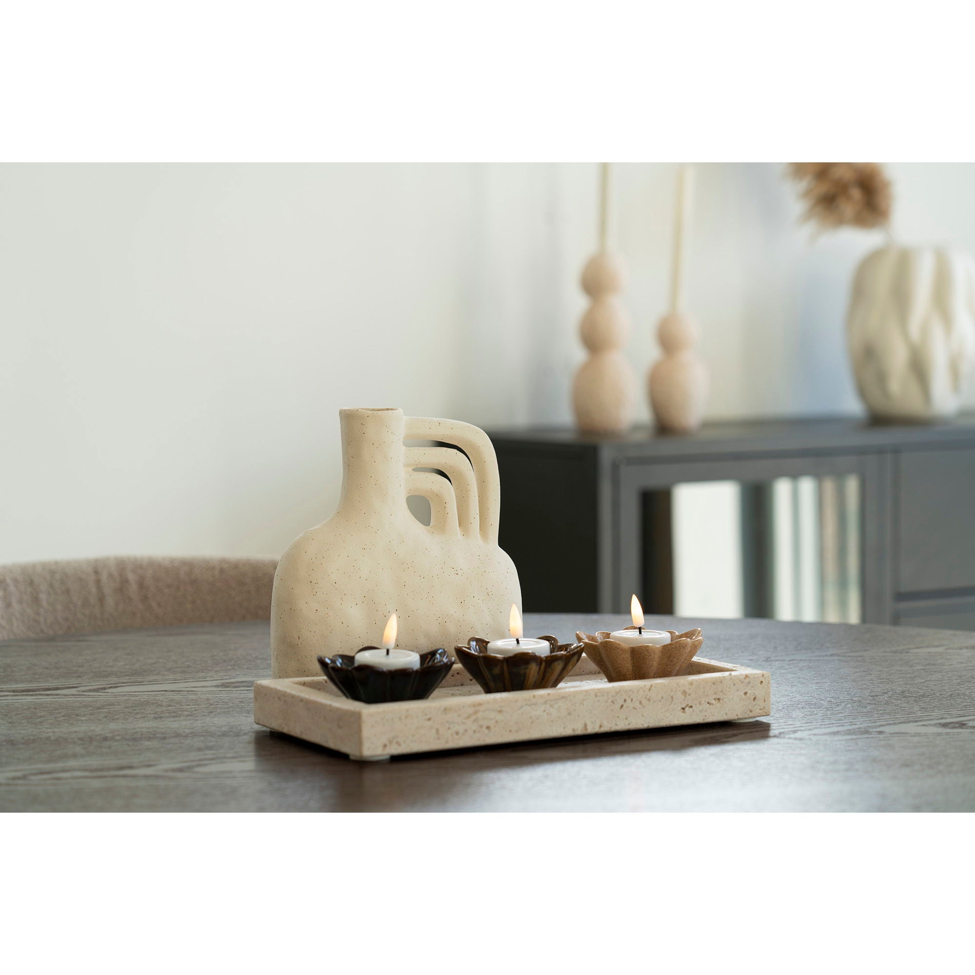 Vaas - Vaas, keramiek, beige, 18,5x8x19,5 cm
