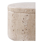 Opbergpot - Opbergpot, travertijn, naturel ø10x6,5 cm