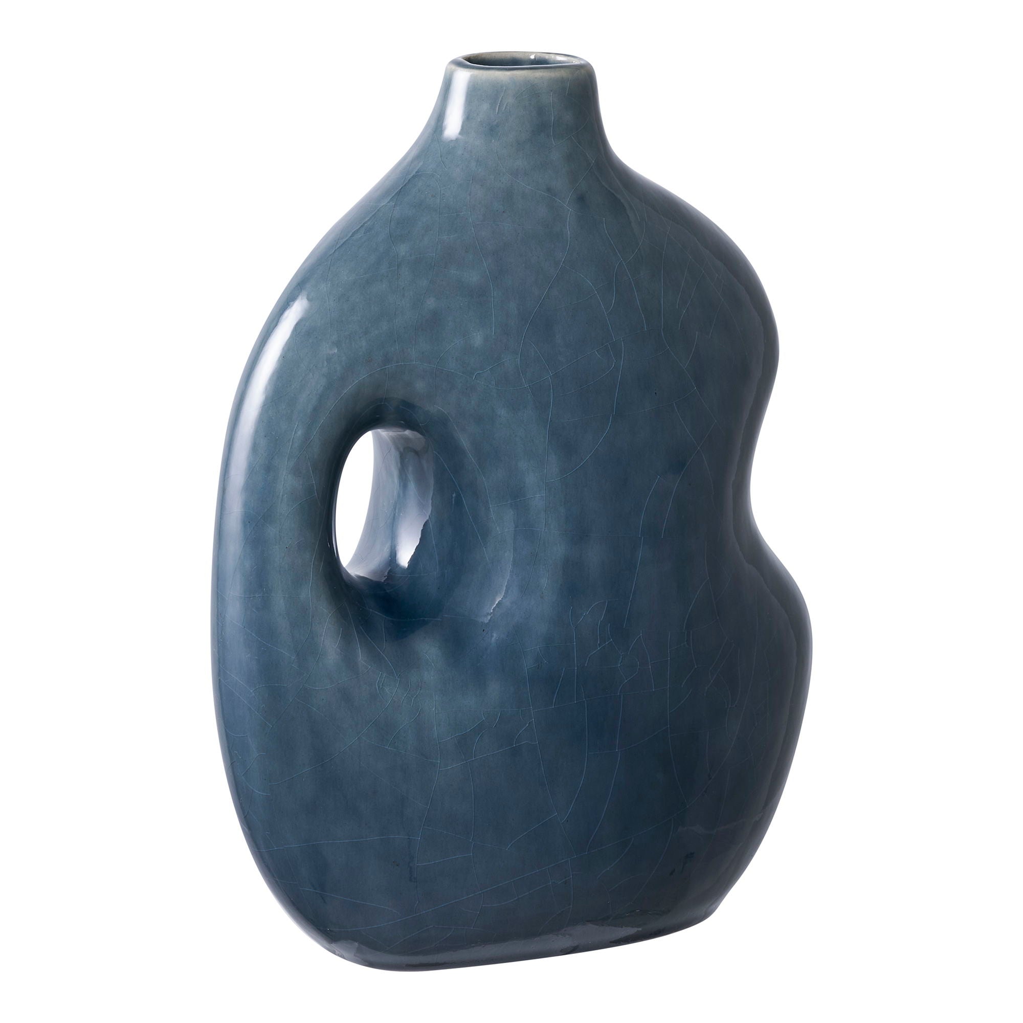 Vaas - Vaas, keramiek, blauw 18,5x9,5x24,5 cm