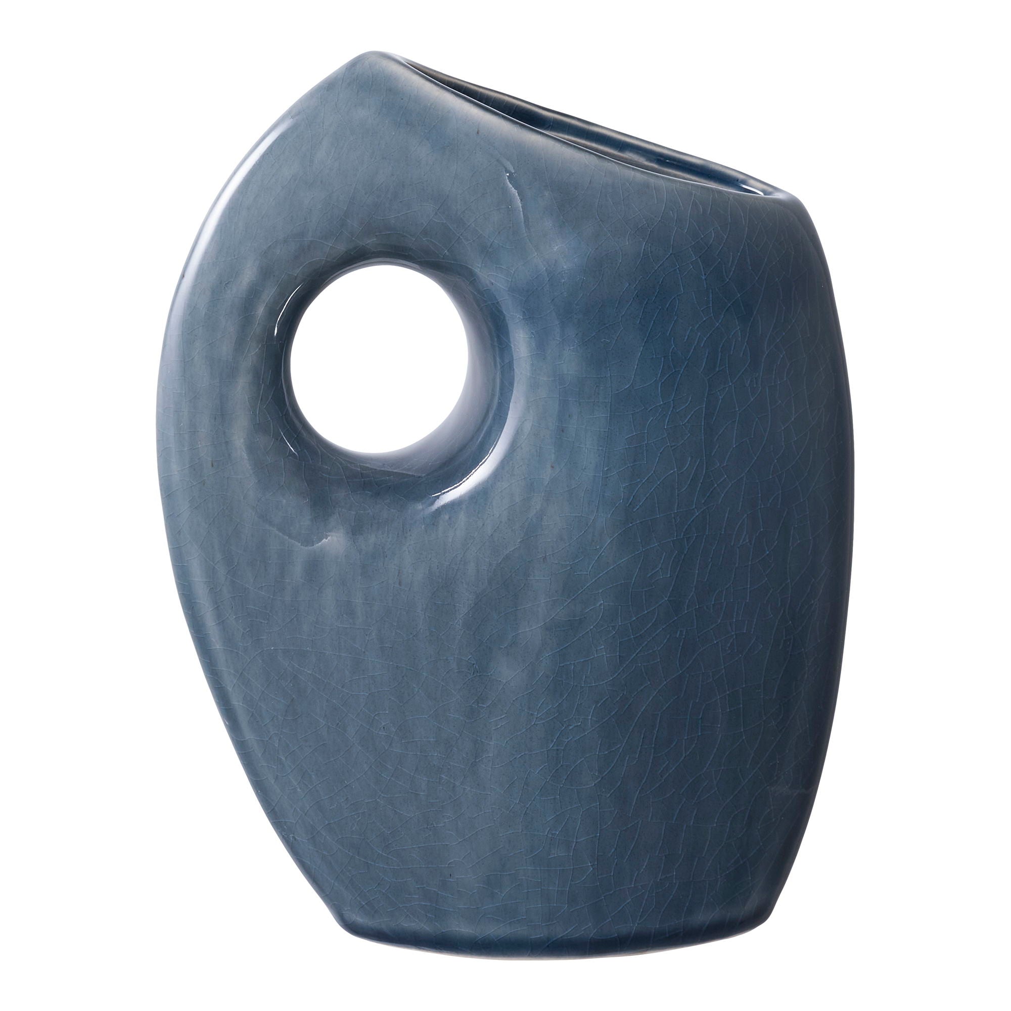 Vaas - Vaas, keramisch, blauw 7x14x18 cm