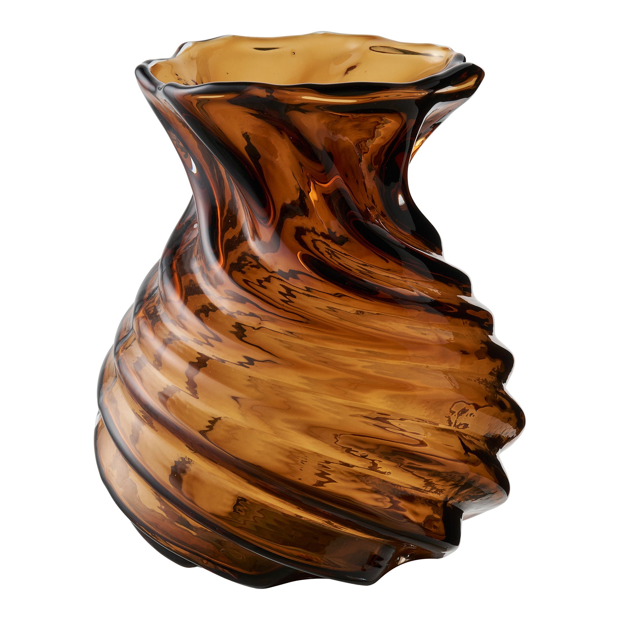 Vaas - Vaas, mondgeblazen glas, rookbruin ø16x18,5 cm