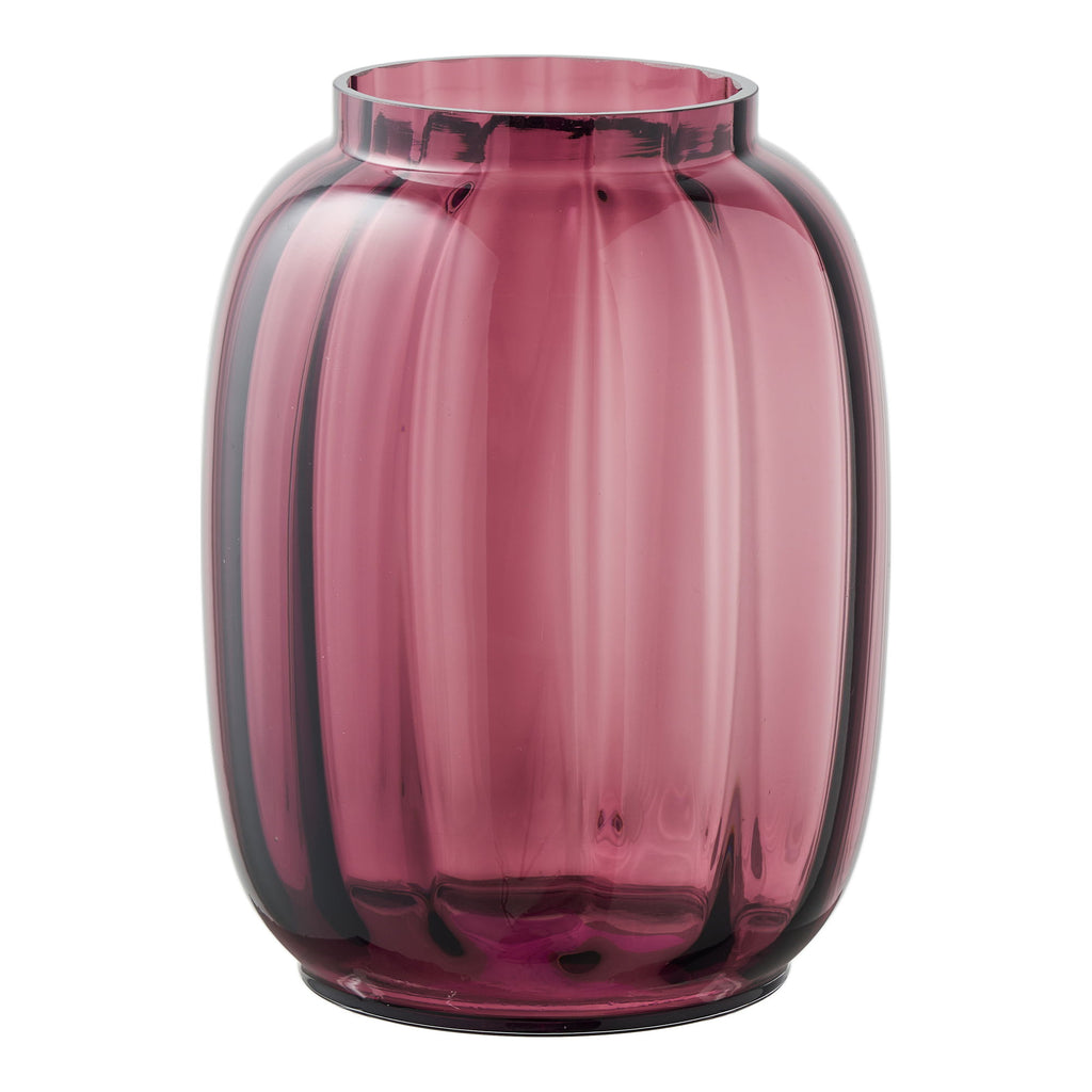 Vaas - vaas, mondgeblazen glas, gerookt rood ø17x21 cm
