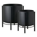 Bloempot - Bloempot, staal, zwart, set van 2