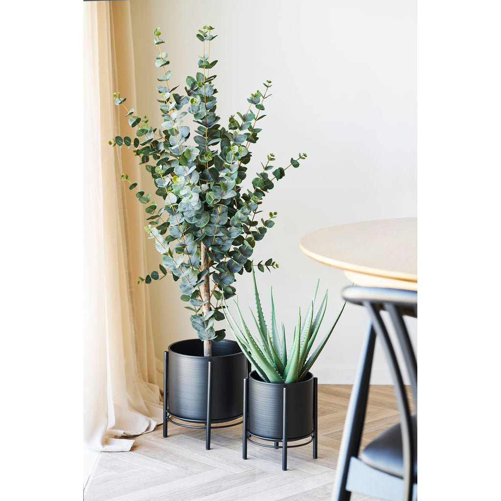 Bloempot - Bloempot, staal, zwart, set van 2