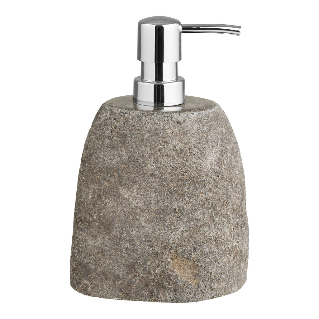 Gara zeepdispenser - zeepdispenser, riviersteen, naturel 11x8x18 cm