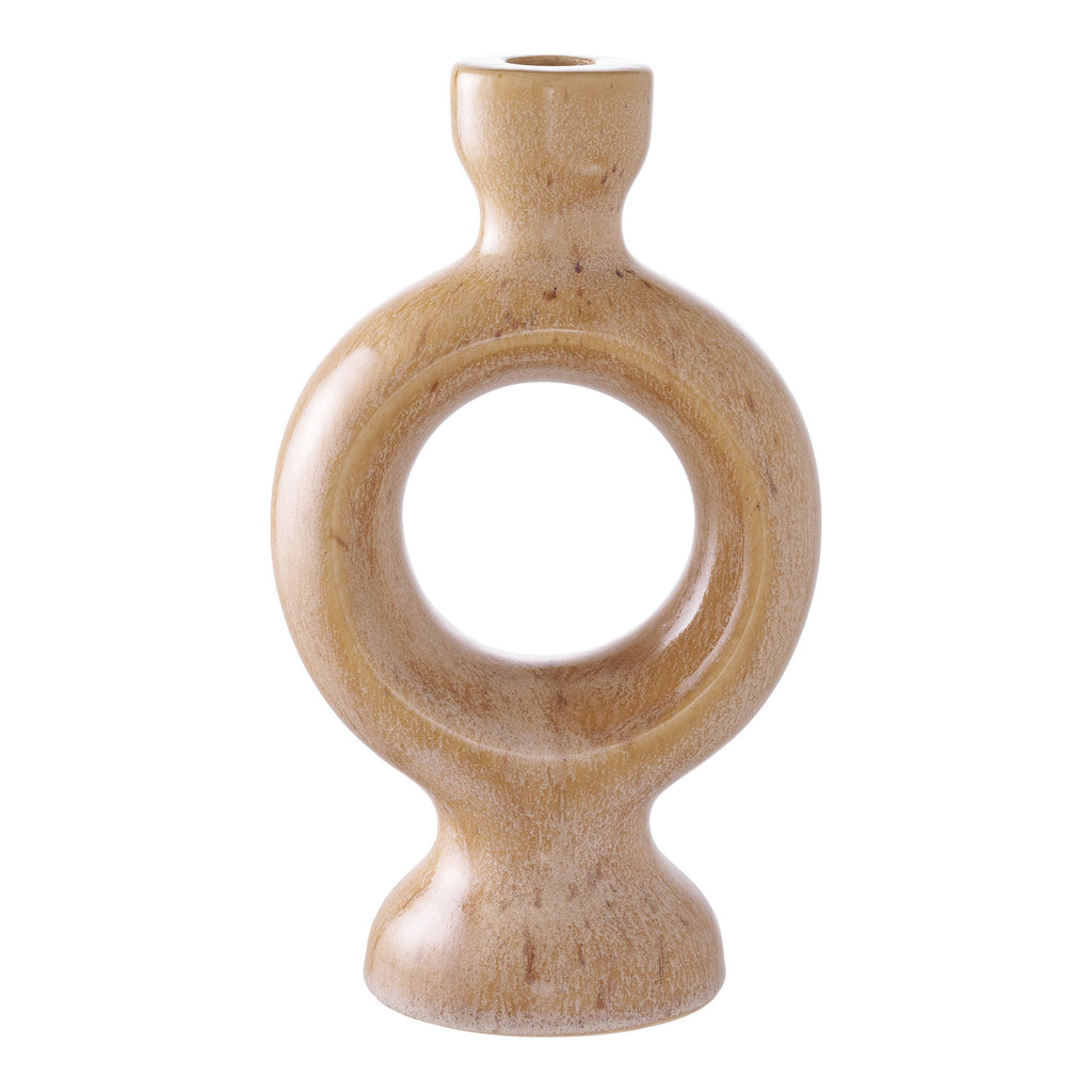 Kaarsenhouder - Kaarsenhouder, keramiek, bruin 13,5x8,8x23,4 cm