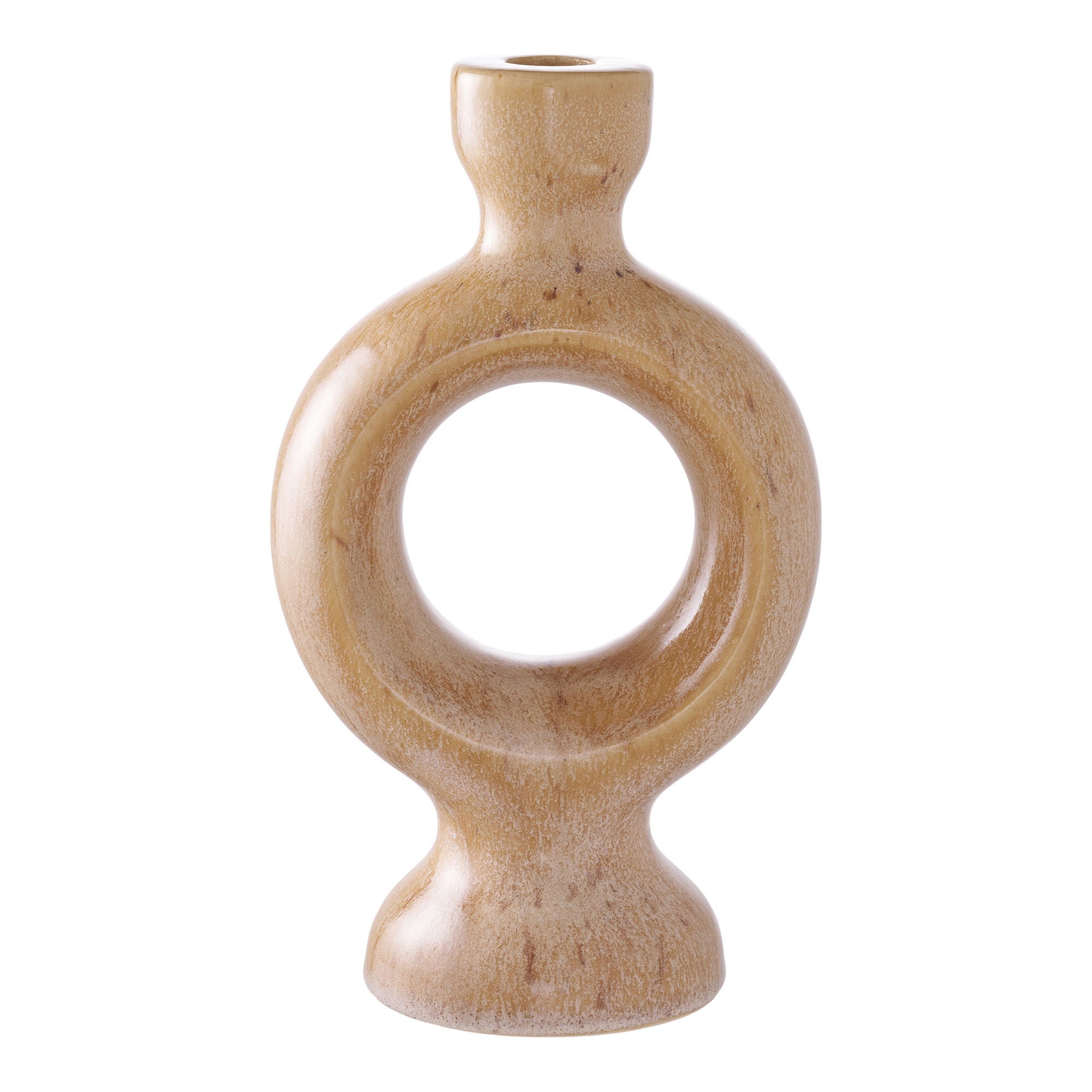 Kaarsenhouder - Kaarsenhouder, keramiek, bruin 13,5x8,8x23,4 cm