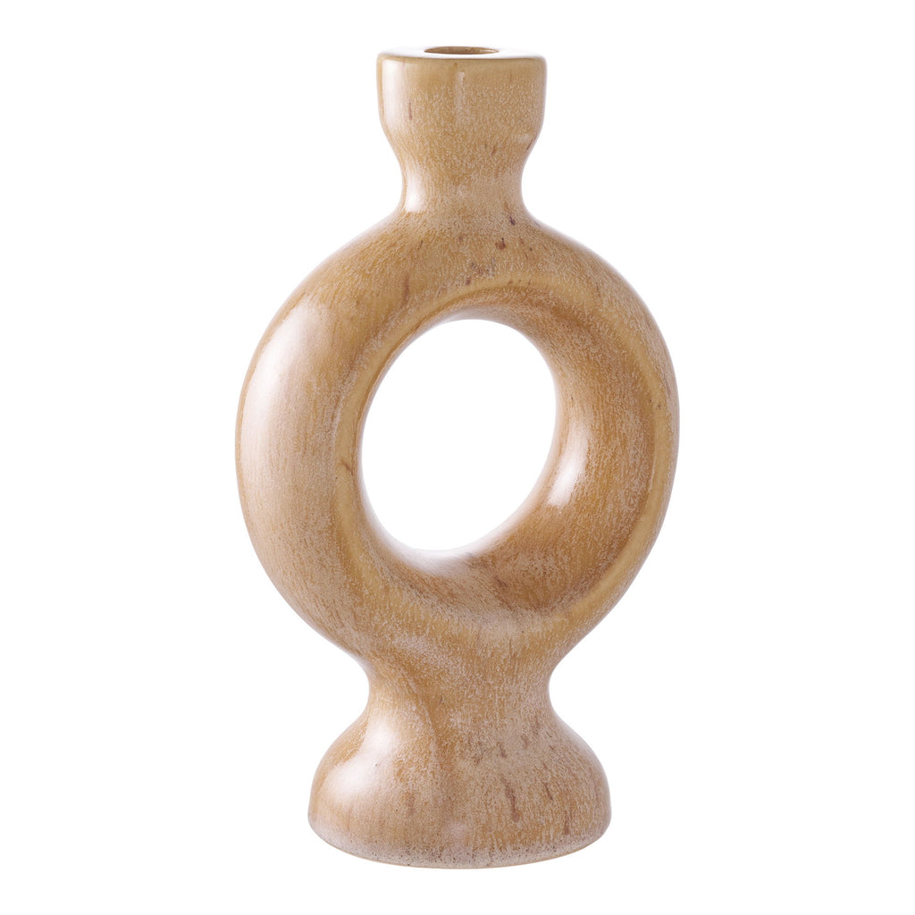 Kaarsenhouder - Kaarsenhouder, keramiek, bruin 13,5x8,8x23,4 cm