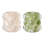 Kaarsenhouder - kaarsenhouder, glas, beige/groen, set van 2