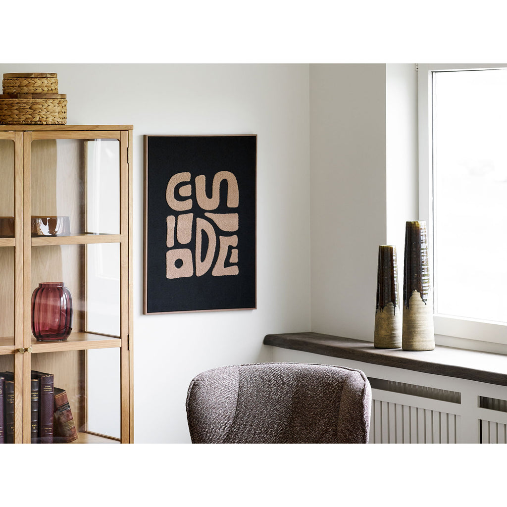 Tine getufte wanddecoratie - Getufte wanddecoratie, beige/zwart 50x70 cm