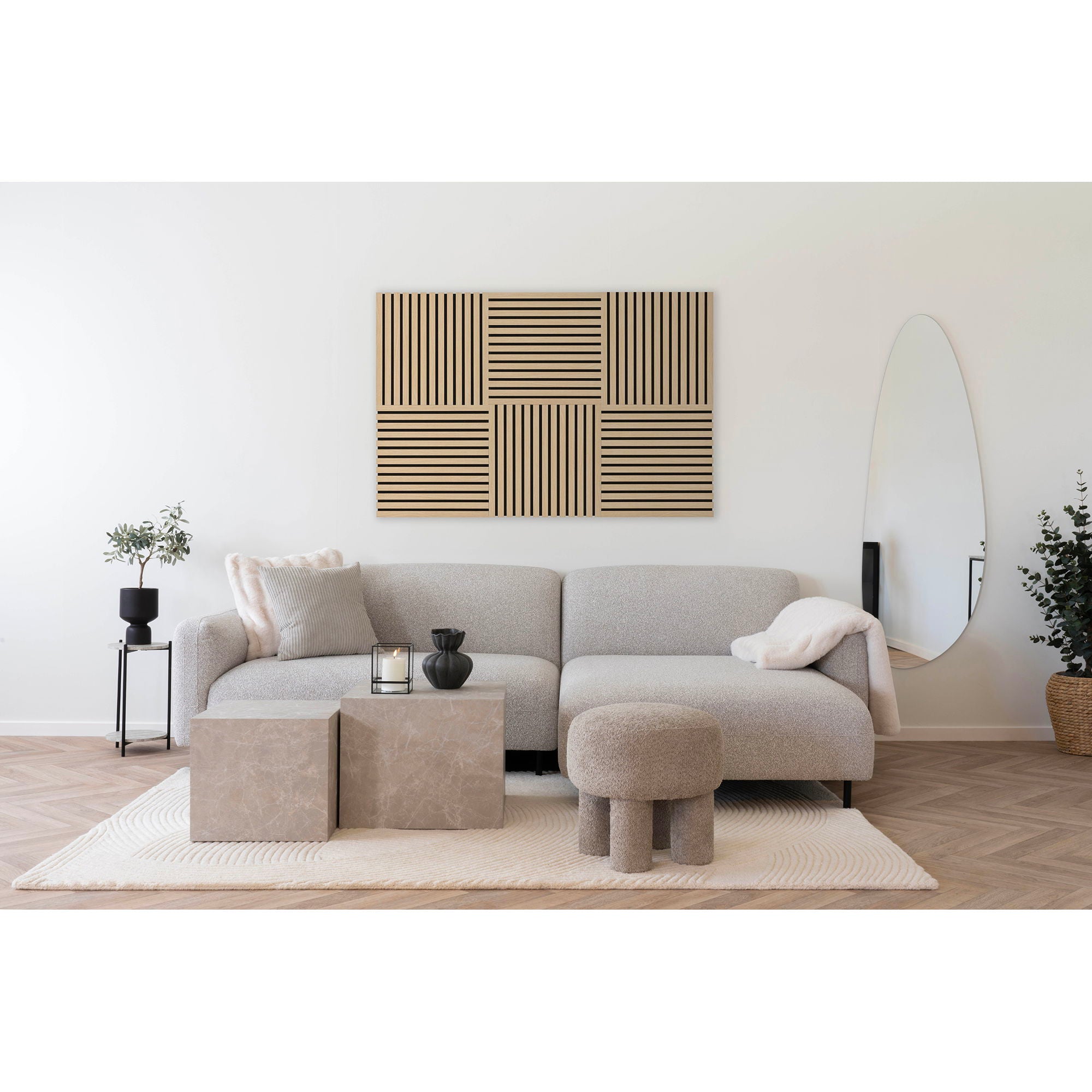 Akoestisch paneel - Akoestisch paneel, houtfineer, naturel, eikenlook 520x520x22 mm (set van 2)