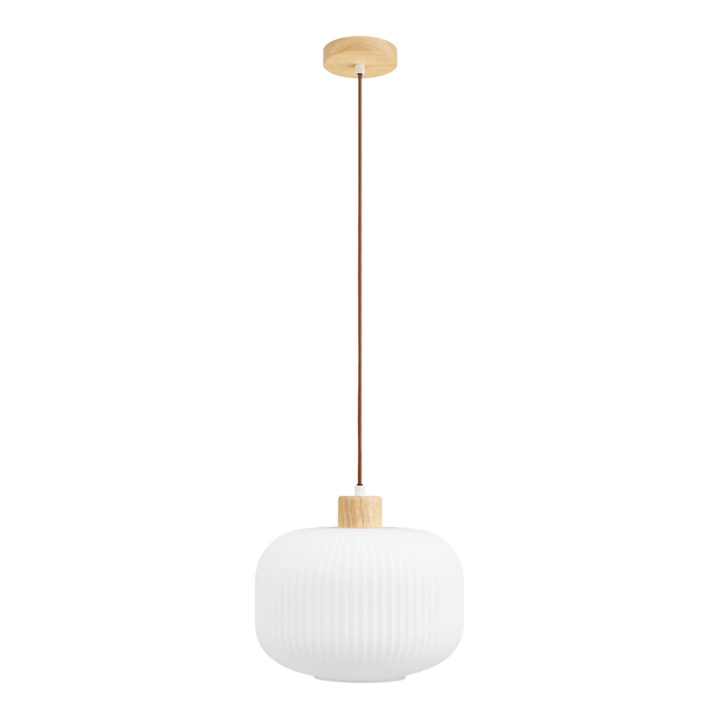 Argalo Hanglamp - Hanglamp, glas/hout, wit ø30 cm