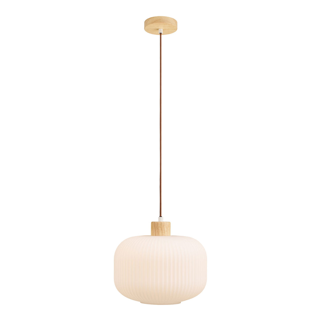 Argalo Hanglamp - Hanglamp, glas/hout, wit ø30 cm