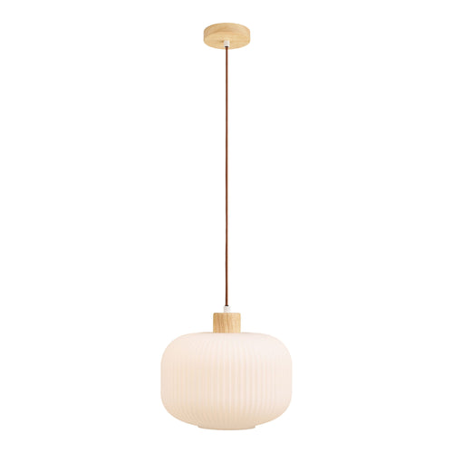 Argalo Hanglamp - Hanglamp, glas/hout, wit ø30 cm