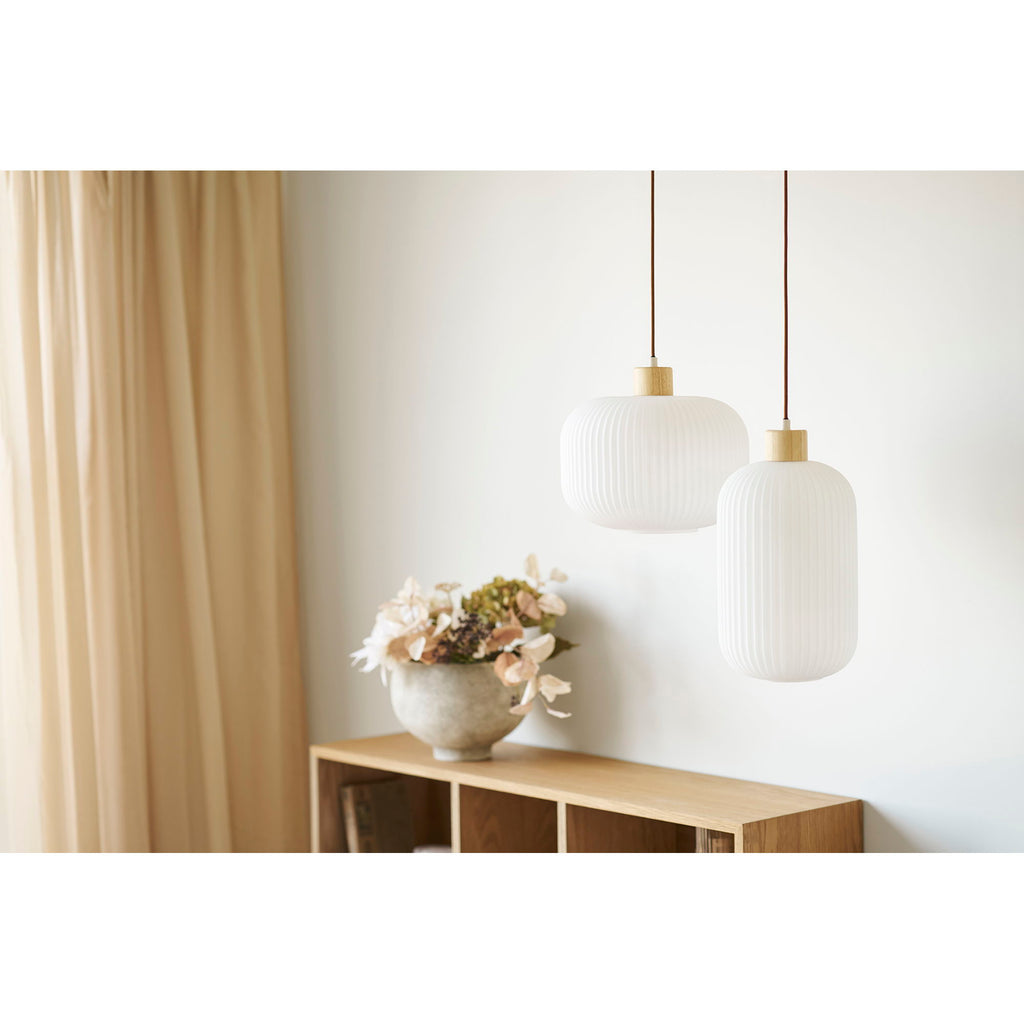 Argalo Hanglamp - Hanglamp, glas/hout, wit ø30 cm
