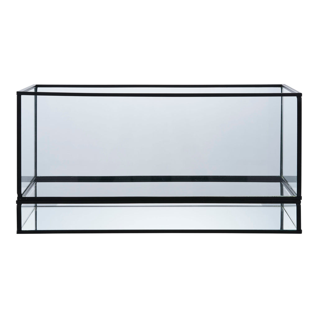 Windlicht - Windlicht, metaal/glas, zwart 30x12x15 cm