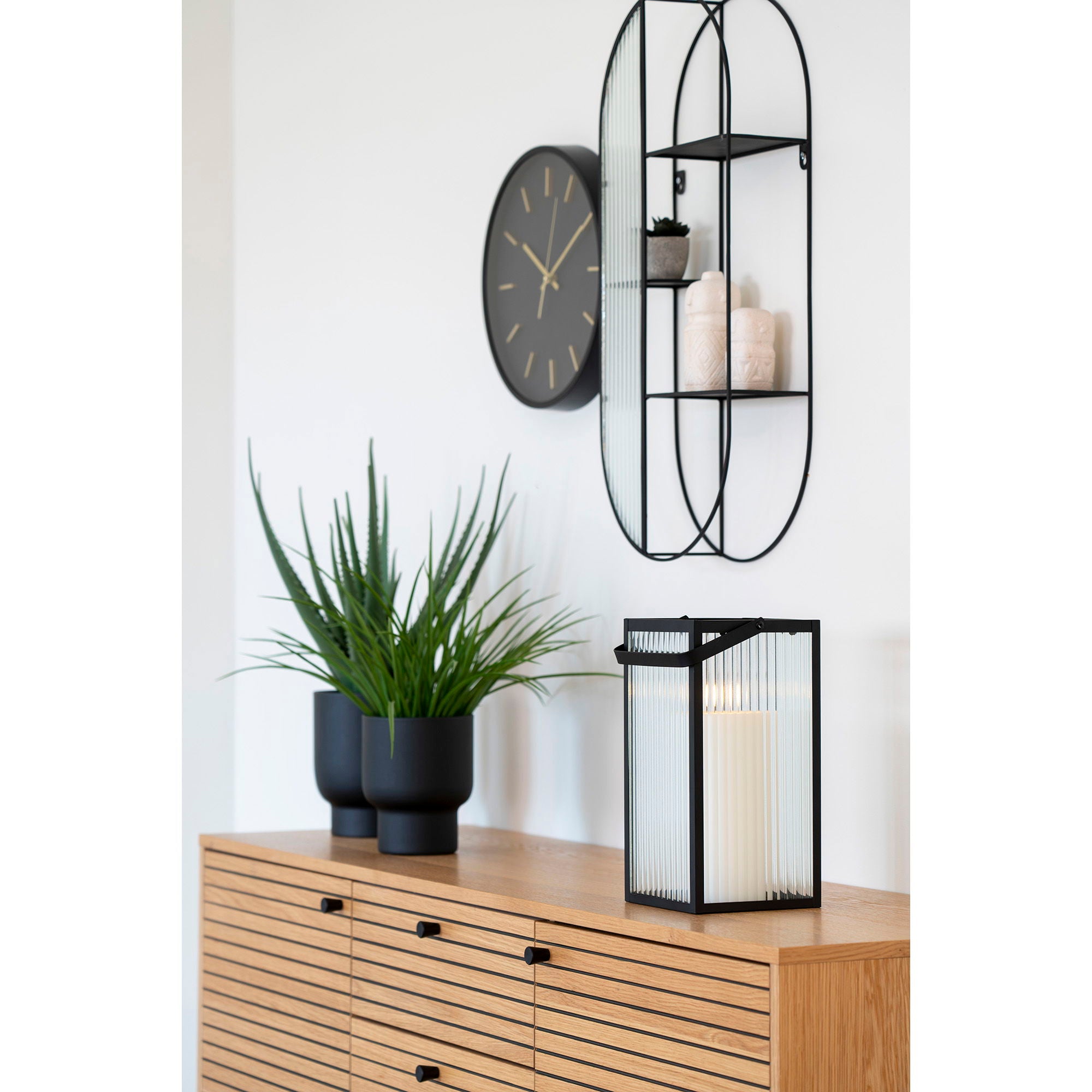 Almonte Lantaarn - Lantaarn, metaal/glas, zwart